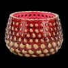 Woondecoratie|Ygo TL-Houder COLZI Glas Rood/Gouden Dots