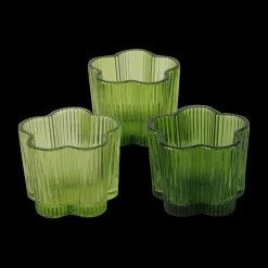 Woondecoratie|Ygo TL-Houder FIHONA Bloemvorm Glas Groen Ass.
