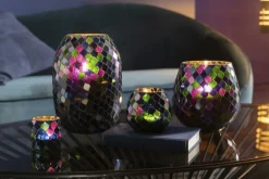 Woondecoratie|Ygo TL-Houder MOZAIK Glas Paars M