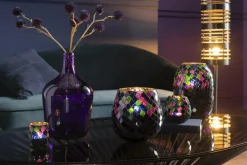 Woondecoratie|Ygo TL-Houder MOZAIK Glas Paars M