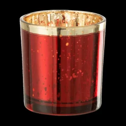 Woondecoratie|Ygo TL-Houder ROLI Glas Rood Rand Goud S