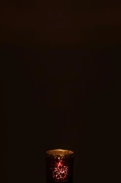 Woondecoratie|Ygo TL-Houder ROLI Glas Rood Rand Goud S