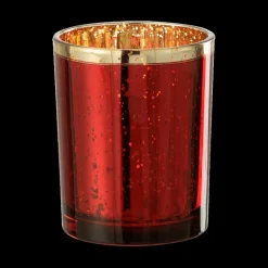 Woondecoratie|Ygo TL-Houder ROLI Glas Rood Rand Goud M