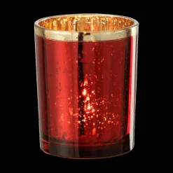 Woondecoratie|Ygo TL-Houder ROLI Glas Rood Rand Goud M