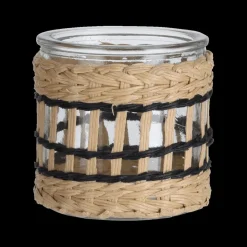 Woondecoratie|Ygo TL-Houder WEAVE Pap. Beige/Zwart S