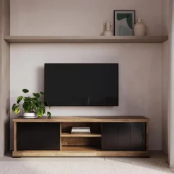 Tv-Meubelen|Ygo Tv-Meubel TOLUCA Old teak/Zwart B209