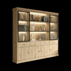 Vitrinekasten|Ygo Vitrinekast CASTELLO 2 Glasdeuren / 3 Nissen B240 Lichte Eik