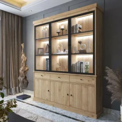 Vitrinekasten|Ygo Vitrinekast CASTELLO B182 Lichte Eik