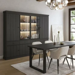 Vitrinekasten|Ygo Vitrinekast CASTELLO B240 Zwarte Eik