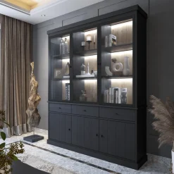 Vitrinekasten|Ygo Vitrinekast CASTELLO B182 Zwarte Eik