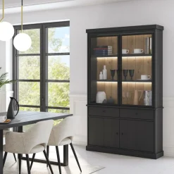 Vitrinekasten|Ygo Vitrinekast CASTELLO B124 Zwarte Eik