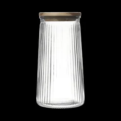 Bewaaraccessoires|Ygo Voorraadpot ACARA Ribbel Glas/Acacia L