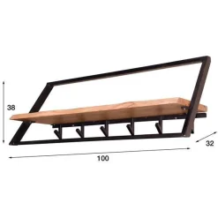 Opbergen|Ygo Wandkapstok legger/6 haken/stang, B100-H38-D32