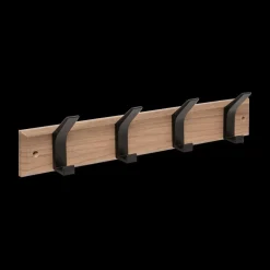 Opbergen|Ygo Wandkapstok STANGH 4 Haken Hout/Zwart