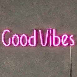 Decoratieve Accessoires|Kinderverlichting|Ygo Wandlamp GOOD VIBES Neon Roze