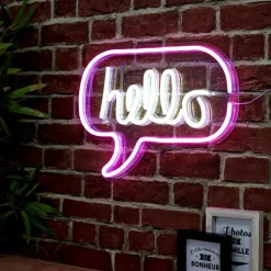 Kinderverlichting|Decoratieve Accessoires|Ygo Wandlamp HELLO Acryl Roze/Wit