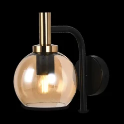 Wandlampen|Ygo Wandlamp OSIRA Zwart/Glas Amber