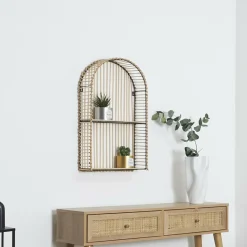 Muurplanken & Rekken|Wandrekken|Ygo Wandrek JAVASSE Boog Rotan Nat.