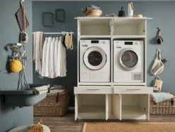 Wasruimte & Opbergkasten|Ygo Wasruimteset LAUNDRY: Wasmachinekast laag X2 + Opzetkast breed X2