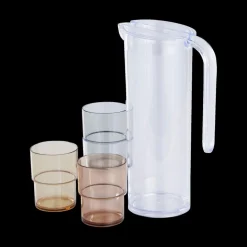 Glazen|Ygo Waterkan MYLLE M/4Mok Plas.