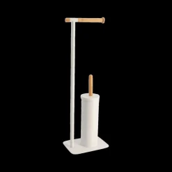 Wastafelaccessoires|Ygo WC-borstel/Pap.Houder ATHOR Bam./Met. Wit