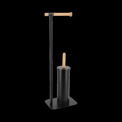 Wastafelaccessoires|Ygo WC-borstel/Pap.Houder ATHOR Bam./Met. Zwart