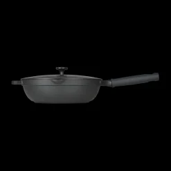 Potten & Pannen|Ygo Wokpan ZANDER Ø28 met Deksel Zwart