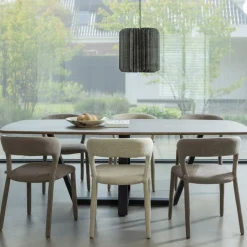 Stoelen|Ygo Woood Stoel NOBLE Stof Taupe